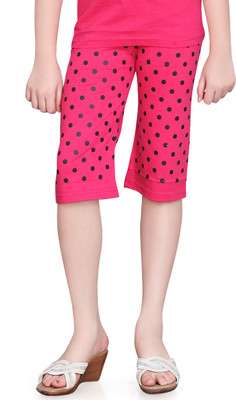 SINI MINI Capri For Girls Casual Printed Cotton Jersey(Red Pack of 1)