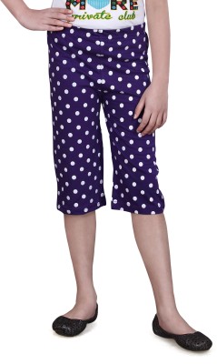 SINI MINI Capri For Girls Casual Printed Cotton Jersey(Purple Pack of 1)