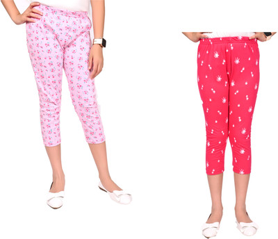 Indistar Capri For Girls Casual Printed Pure Cotton(Multicolor Pack of 2)
