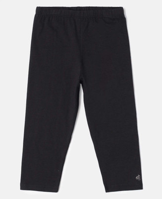 JOCKEY Capri For Girls Casual Printed Cotton Blend(Black Pack of 1)