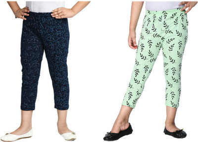 KAVYA Capri For Girls Casual Printed Pure Cotton(Multicolor Pack of 2)