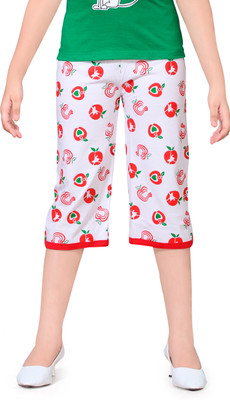 SINI MINI Capri For Girls Casual Printed Pure Cotton(Multicolor Pack of 1)