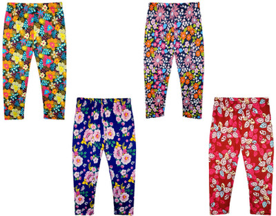 KAVYA Capri For Girls Casual Printed Polyester Blend(Multicolor Pack of 4)