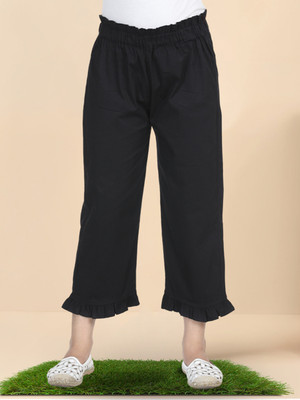 CUTIEKINS Capri For Girls Casual Solid Cotton Lycra Blend(Black Pack of 1)