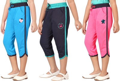 SOUTHTREE Capri For Girls Casual Solid Cotton Blend(Multicolor Pack of 3)