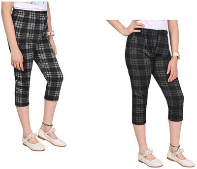 IndiWeaves Capri For Girls Casual Checkered Polyester(Multicolor Pack of 2)