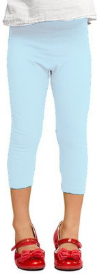 French Kleider Capri For Girls Casual Solid Cotton Blend(Blue Pack of 1)