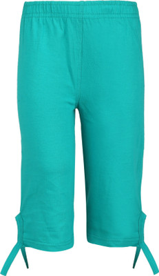 SINI MINI Capri For Girls Casual Solid Pure Cotton(Light Green Pack of 1)