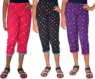 JILZ Capri For Girls Casual Printed Pure Cotton(Multicolor Pack of 3)