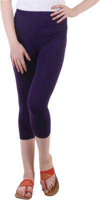 FASHA Capri For Girls Casual Solid Cotton Lycra Blend(Purple Pack of 1)