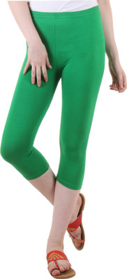 FASHA Capri For Girls Casual Solid Cotton Lycra Blend(Green Pack of 1)