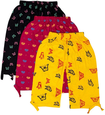 leemony Capri For Girls Casual Printed Cotton Blend(Multicolor Pack of 3)