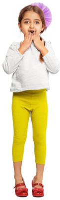French Kleider Capri For Girls Casual Solid Cotton Blend(Yellow Pack of 1)
