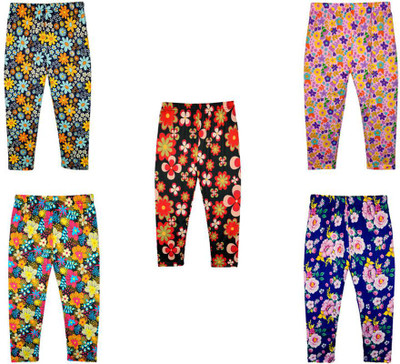 KAVYA Capri For Girls Casual Printed Polyester Blend(Multicolor Pack of 5)