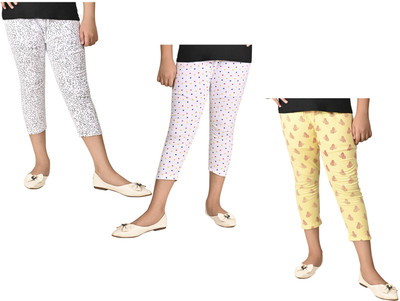 IndiWeaves Capri For Girls Casual Printed Pure Cotton(Multicolor Pack of 3)