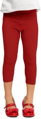 French Kleider Capri For Girls Casual Solid Cotton Blend(Maroon Pack of 1)