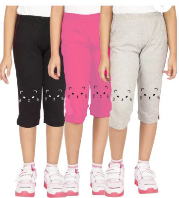KARTHI ENTERPRISES Capri For Girls Casual Printed Pure Cotton(Multicolor Pack of 3)