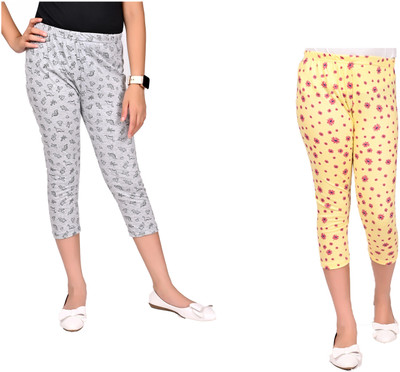 Indistar Capri For Girls Casual Printed Pure Cotton(Multicolor Pack of 2)