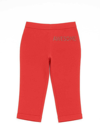 Pink Paradise Capri For Girls Casual Polka Print Cotton Blend(Red Pack of 1)