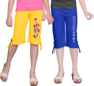 TEXFRESH Capri For Girls Casual Floral Print Pure Cotton(Multicolor Pack of 2)