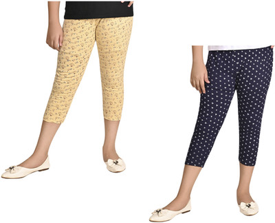 IndiWeaves Capri For Girls Casual Printed Pure Cotton(Multicolor Pack of 2)