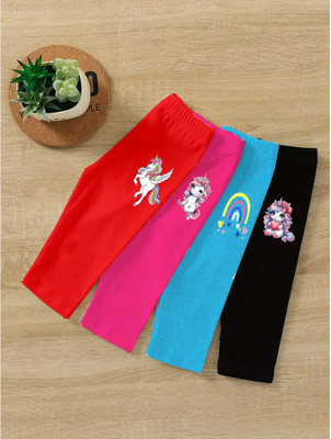 K M R Capri For Girls Casual Printed Cotton Blend(Multicolor Pack of 4)