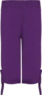 house of common Capri For Girls Casual Solid Pure Cotton(Purple Pack of 1)