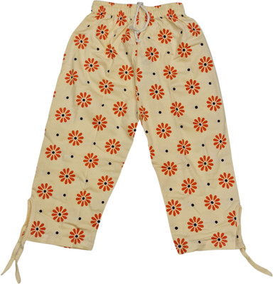 MUMMASCHOICE Capri For Girls Casual Printed Hosiery(Yellow Pack of 1)