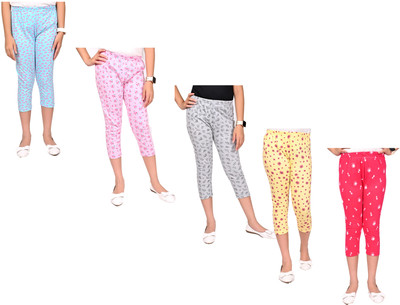 IndiWeaves Capri For Girls Casual Printed Pure Cotton(Multicolor Pack of 5)