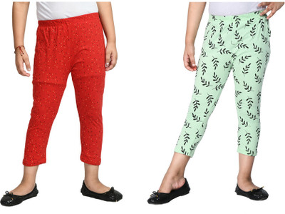 KAVYA Capri For Girls Casual Printed Pure Cotton(Multicolor Pack of 2)