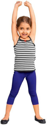 French Kleider Capri For Girls Casual Solid Cotton Blend(Blue Pack of 1)