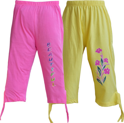 TEXFRESH Capri For Girls Casual Printed Pure Cotton(Multicolor Pack of 2)