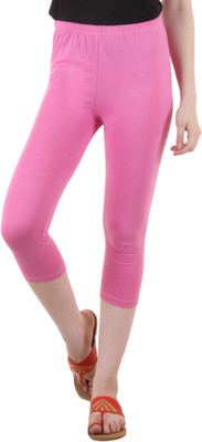 FASHA Capri For Girls Casual Solid Cotton Lycra Blend(Pink Pack of 1)