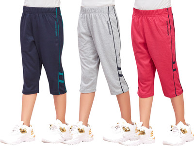 SOUTHTREE Capri For Girls Casual Solid Cotton Blend(Multicolor Pack of 3)