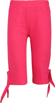 SINI MINI Capri For Girls Casual Solid Cotton Blend(Pink Pack of 1)