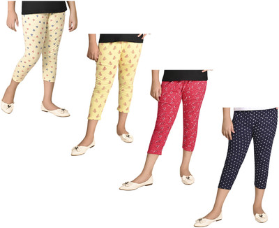 IndiWeaves Capri For Girls Casual Printed Pure Cotton(Multicolor Pack of 4)