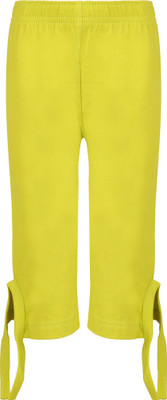 SINI MINI Capri For Girls Casual Solid Pure Cotton(Yellow Pack of 1)