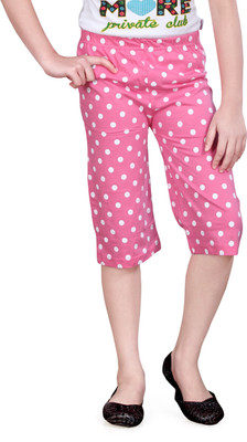 SINI MINI Capri For Girls Casual Printed Cotton Jersey(Pink Pack of 1)