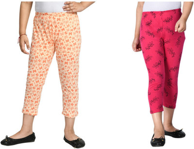 KAVYA Capri For Girls Casual Printed Pure Cotton(Multicolor Pack of 2)