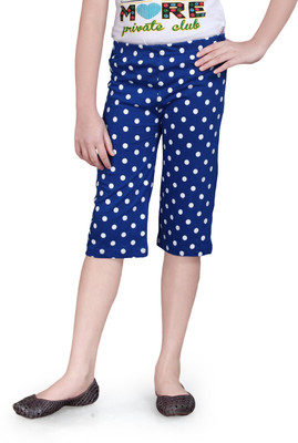 SINI MINI Capri For Girls Casual Printed Cotton Jersey(Blue Pack of 1)