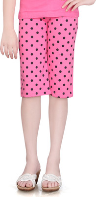 SINI MINI Capri For Girls Casual Printed Cotton Jersey(Pink Pack of 1)