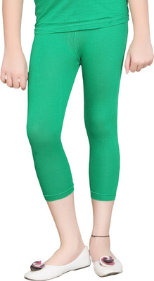 house of common Capri For Girls Casual Solid Cotton Lycra Blend(Green Pack of 1)