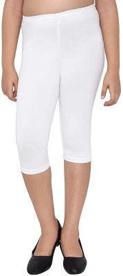Tik Tok WEARS Capri For Girls Casual Solid Cotton Lycra Blend(White Pack of 1)