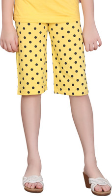 SINI MINI Capri For Girls Casual Printed Cotton Jersey(Yellow Pack of 1)