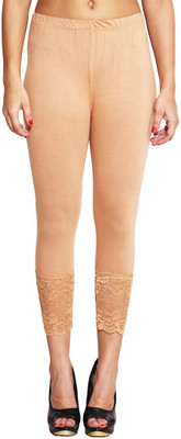 snowball Capri For Girls Casual Self Design Cotton Blend(Beige Pack of 1)