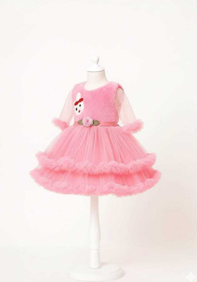S K Fashion Baby Girls Above Knee Casual Dress(Pink, Full Sleeve)