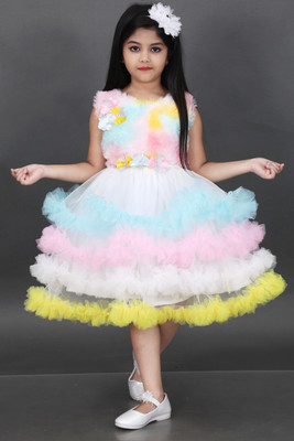 JhilikGarments Indi Girls Below Knee Festive/Wedding Dress(Multicolor, Sleeveless)