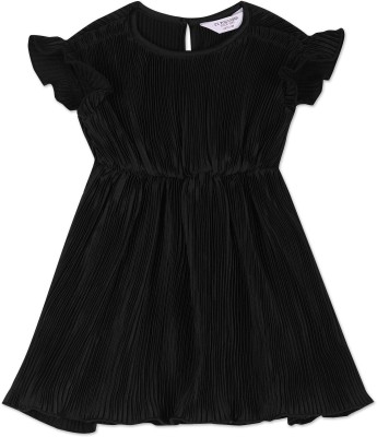 U.S. POLO ASSN. Girls Midi/Knee Length Casual Dress(Black, Fashion Sleeve)