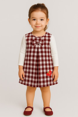 Oliver & Sophie Girls Midi/Knee Length Casual Dress(Multicolor, Full Sleeve)