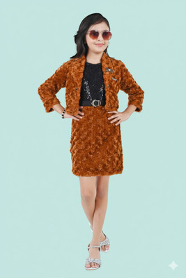 SWEETY NX Girls Midi/Knee Length Casual Dress(Brown, Full Sleeve)